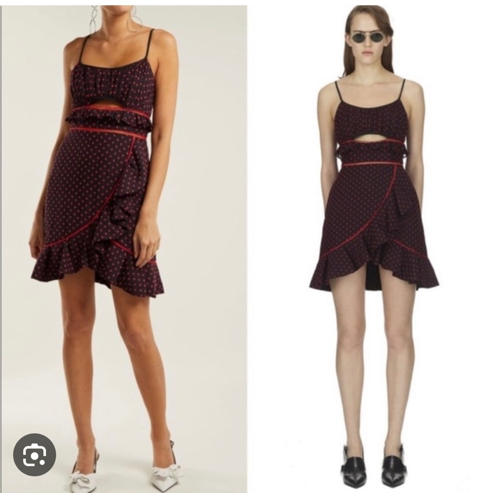 Self portrait polka dot cut out mini dress pockets  medium - Picture 6 of 17